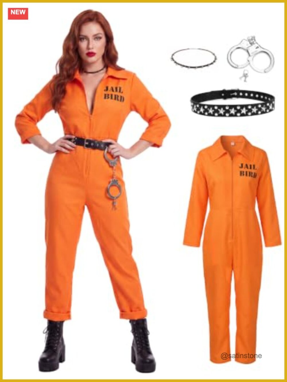 Prisoner Costume Women Jumpsuit Halloween Jail Cosplay